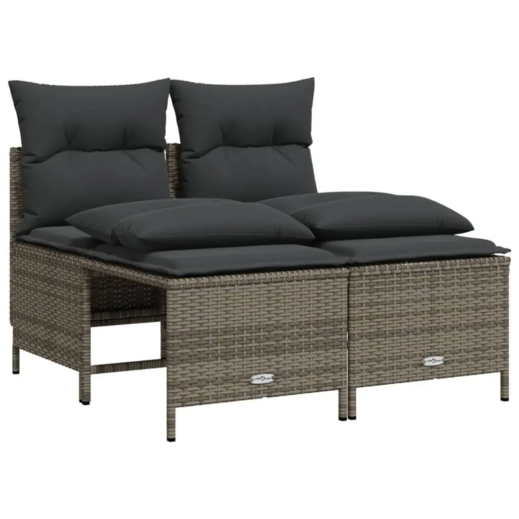 5 Piece Garden Sofa Set Grey Cushions Outdoor Patio Furniture Rattan