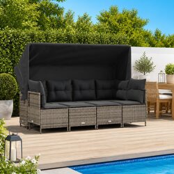 Friendly 5 Piece Outdoor Sofa Set with Retractable Canopy