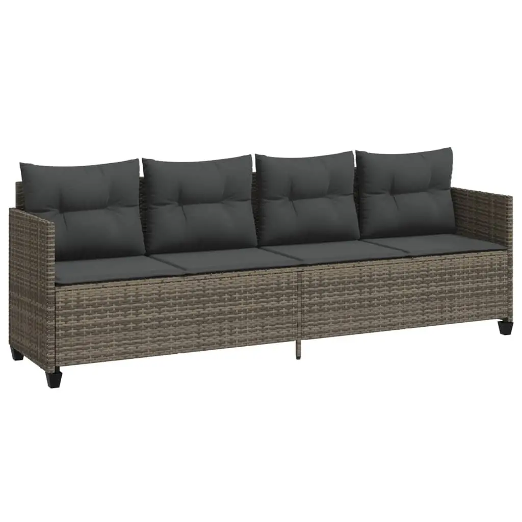 Garden Sofa Set 5 Piece Outdoor Furniture Grey Poly Rattan with Cushions Patio