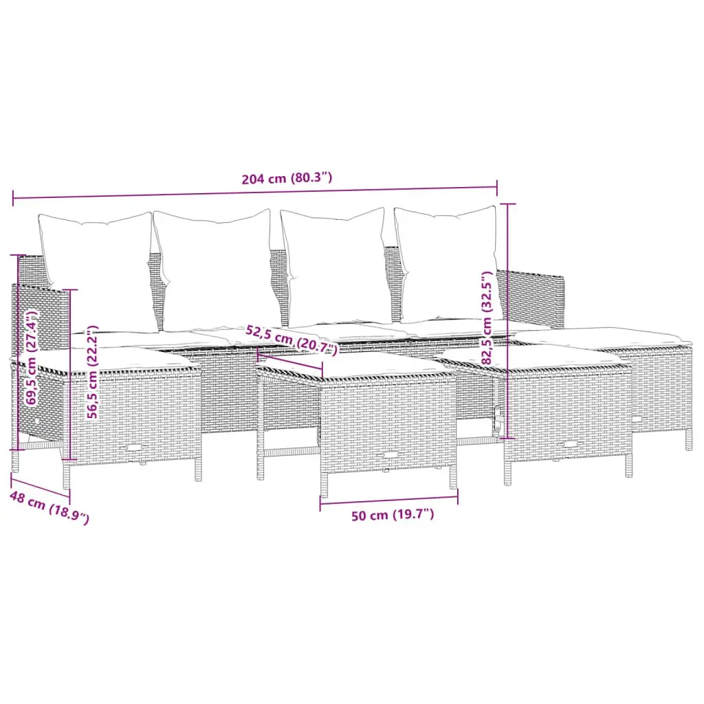 Grey 5 Piece Garden Sofa Set