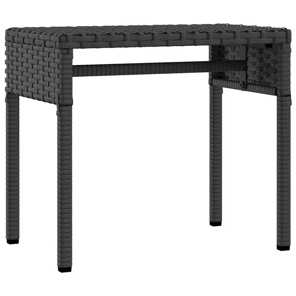 Sun Loungers Set 2 pcs with Retractable Canopies Tea Table Black Outdoor Seating