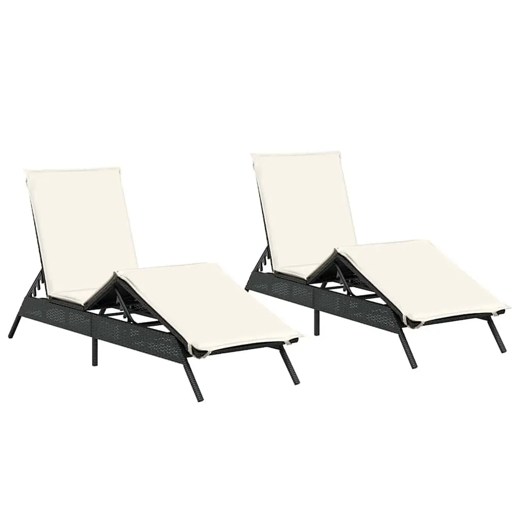 Sun Loungers Adjustable Backrest 2 pcs Black Outdoor Reclining Chair