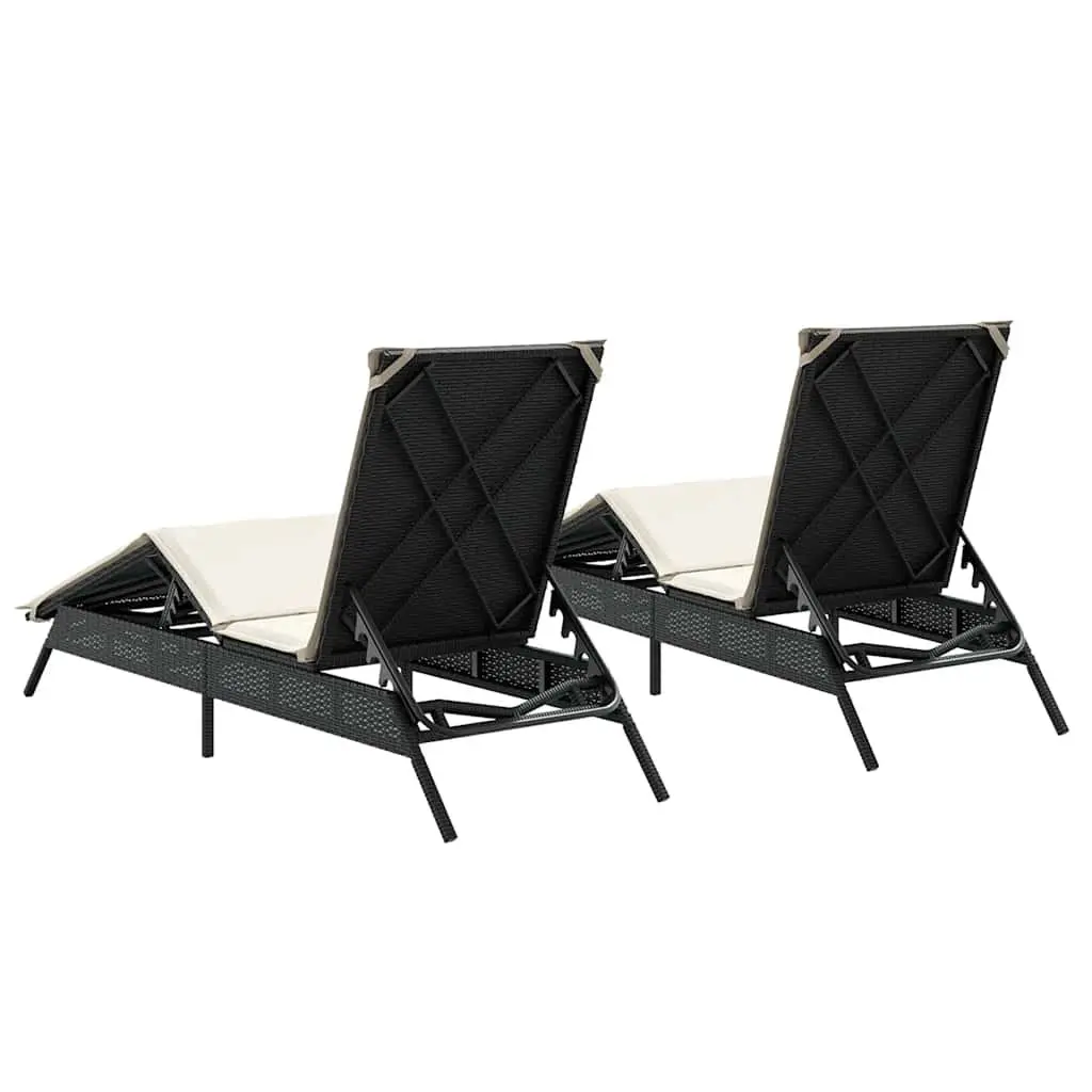 Sun Loungers Adjustable Backrest 2 pcs Black Outdoor Reclining Chair
