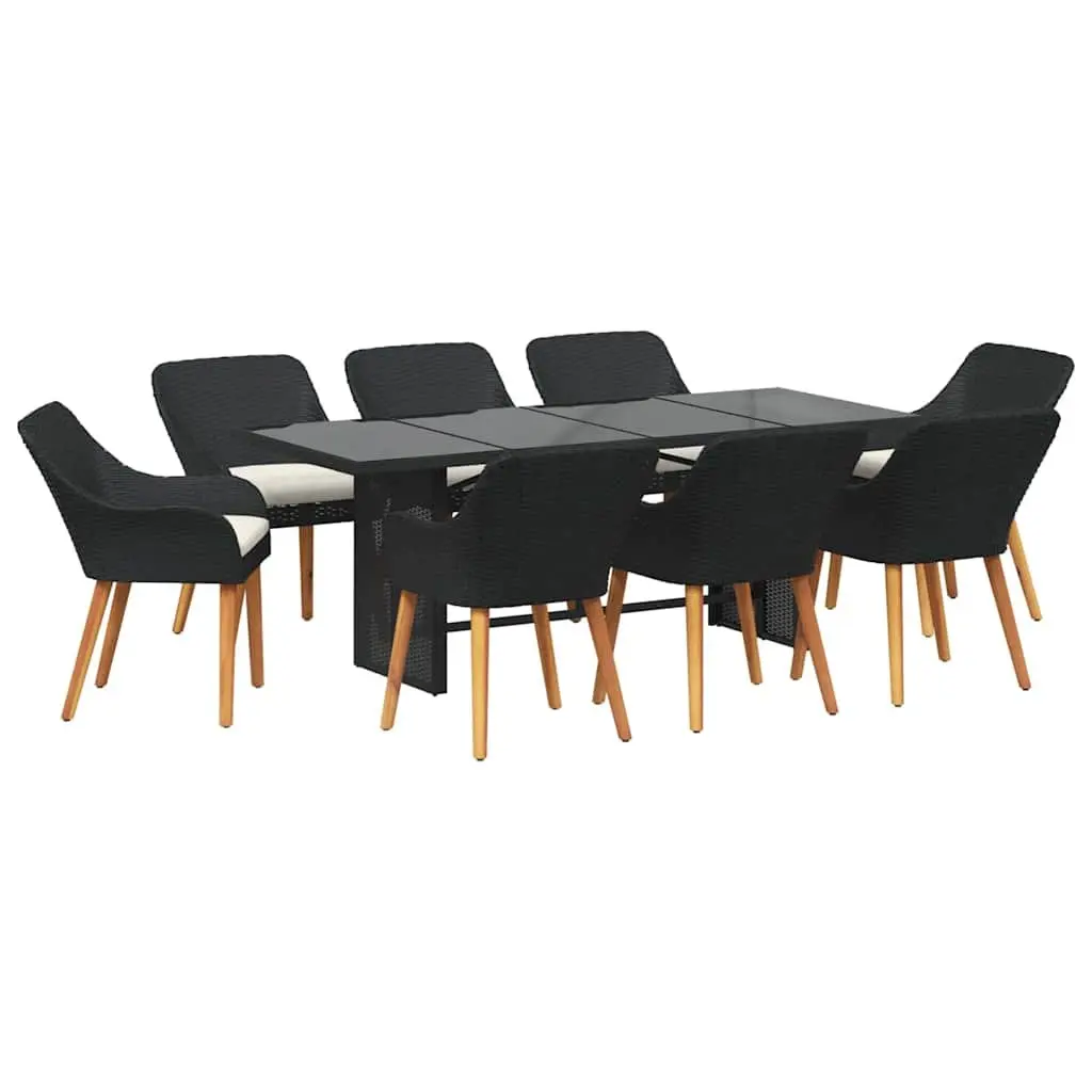 Garden Dining Set 9 Piece Outdoor Furniture Poly Rattan Black