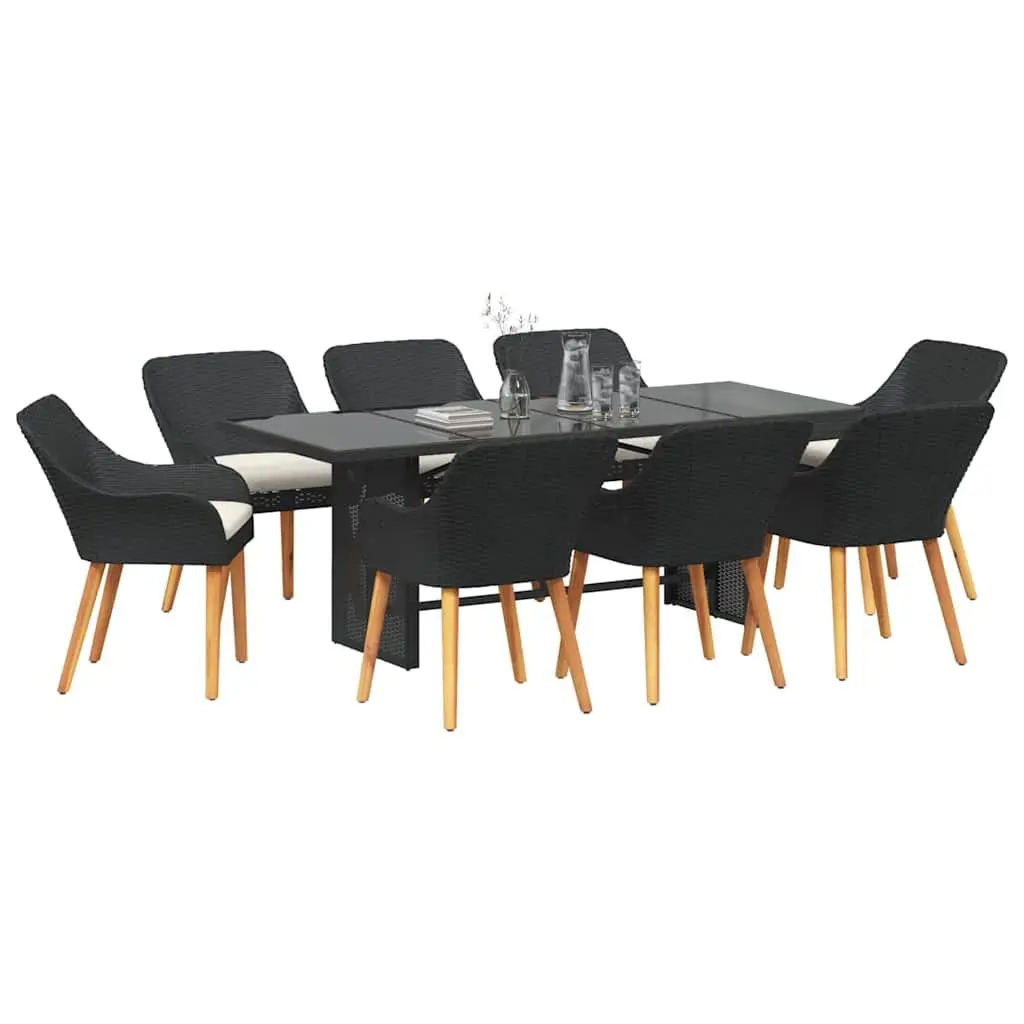 Garden Dining Set 9 Piece Outdoor Furniture Poly Rattan Black
