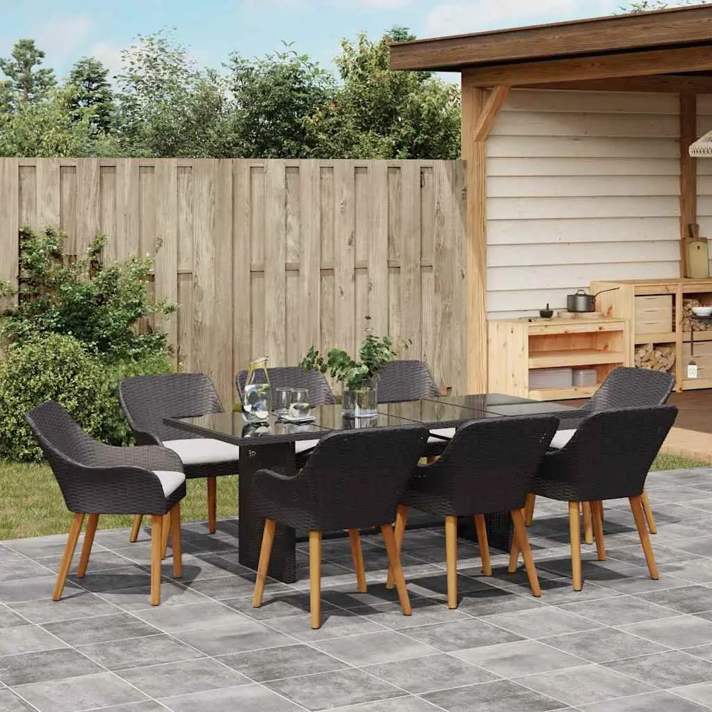 Garden Dining Set 9 Piece Outdoor Furniture Poly Rattan Black