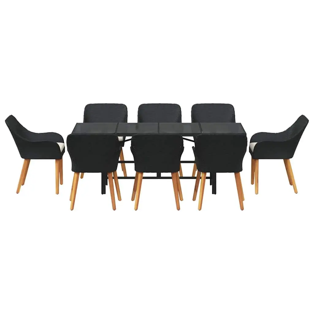 Garden Dining Set 9 Piece Outdoor Furniture Poly Rattan Black