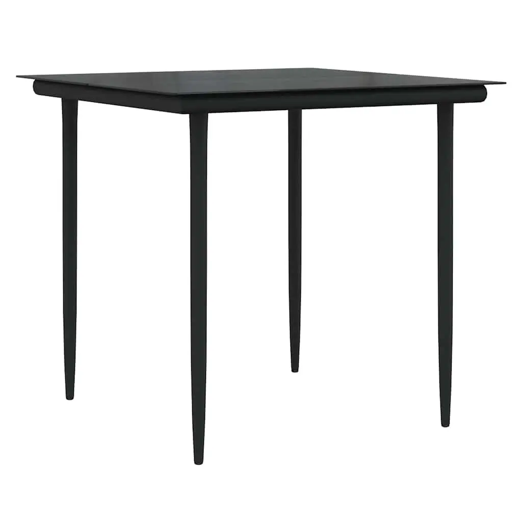 Garden Dining Set 3 Pieces Black Poly Rattan Chair Table
