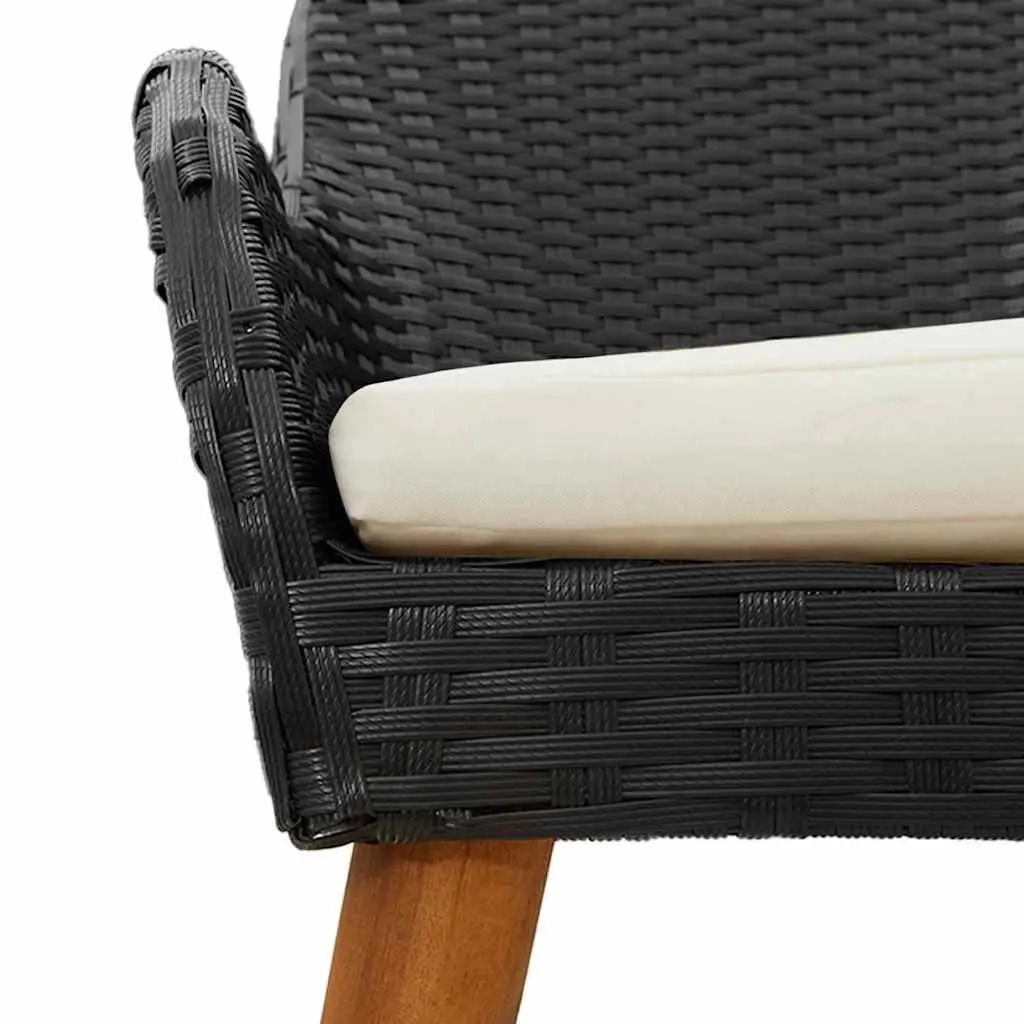 Garden Dining Set 3 Pieces Black Poly Rattan Chair Table