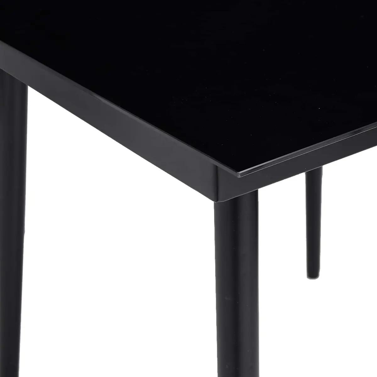 Outdoor Dining Set Black Poly Rattan 5 Piece with Tempered Glass Table and Cushions