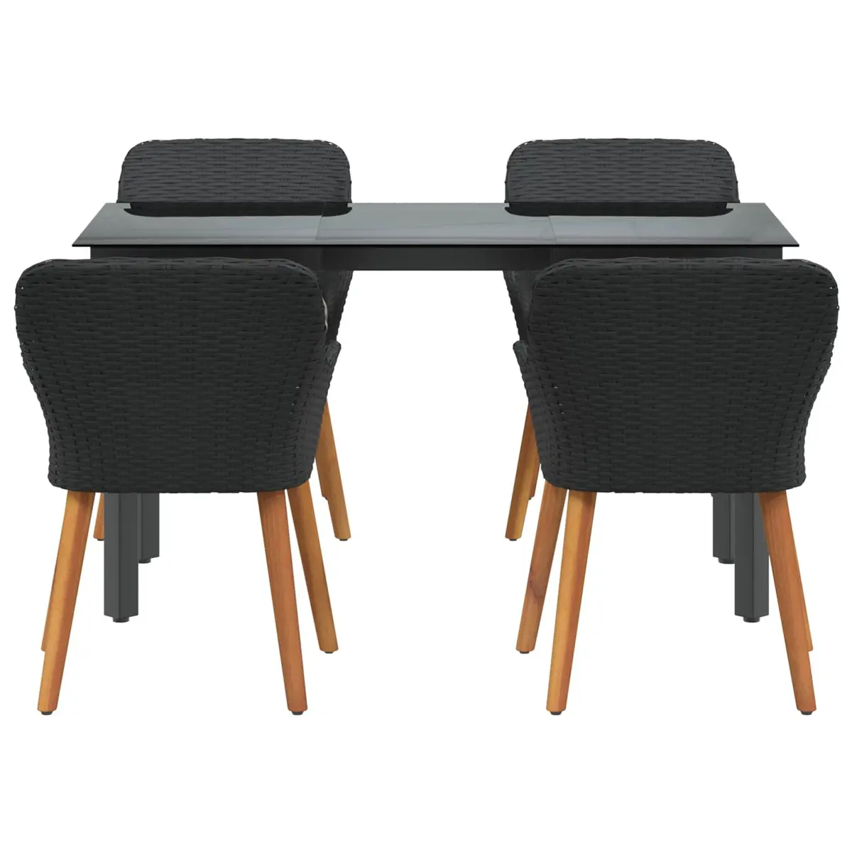 Patio Furniture Set Black Poly Rattan Outdoor Dining Table 5 Piece