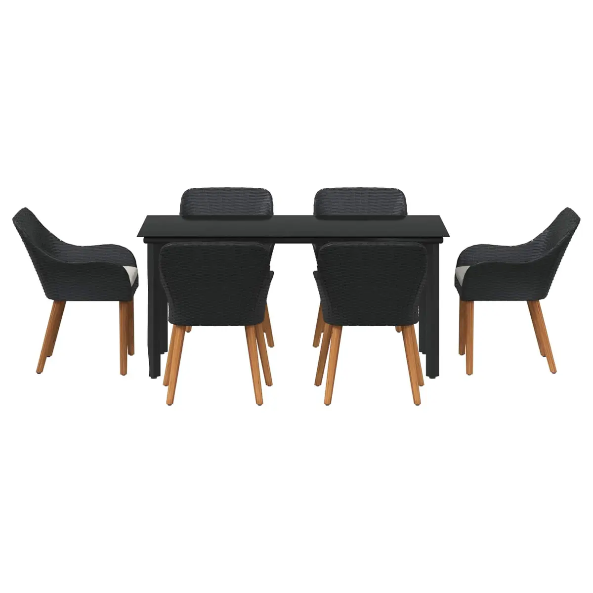 Garden Dining Set 7 Piece Outdoor Patio Furniture Poly Rattan Black