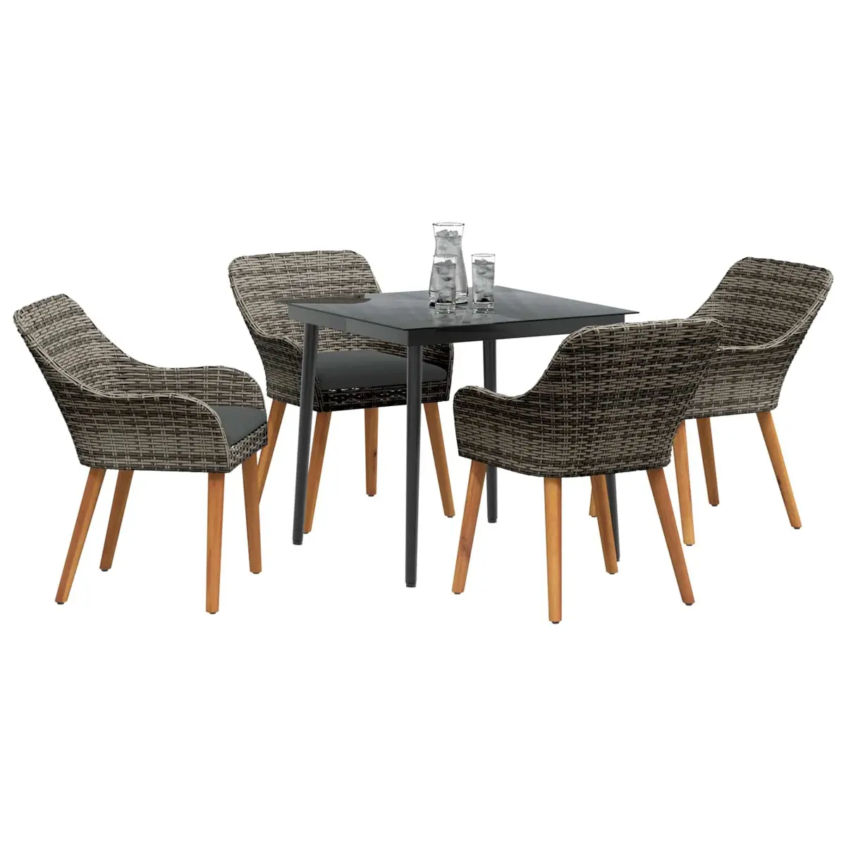 Garden Dining Set 5 Piece Outdoor Furniture Patio Table Chairs with Cushions