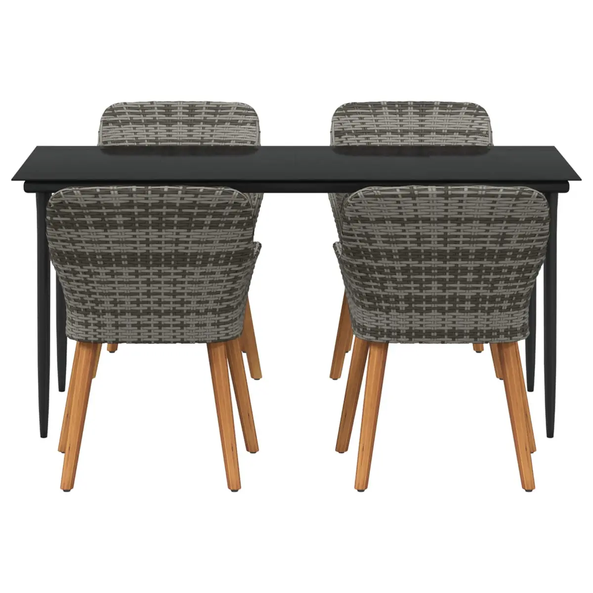 Garden Dining Set 5 Piece Outdoor Furniture Poly Rattan Chairs Table with Cushions Grey