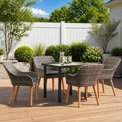 Garden Dining Set 5 Pieces Outdoor Patio Furniture with Cushions Grey