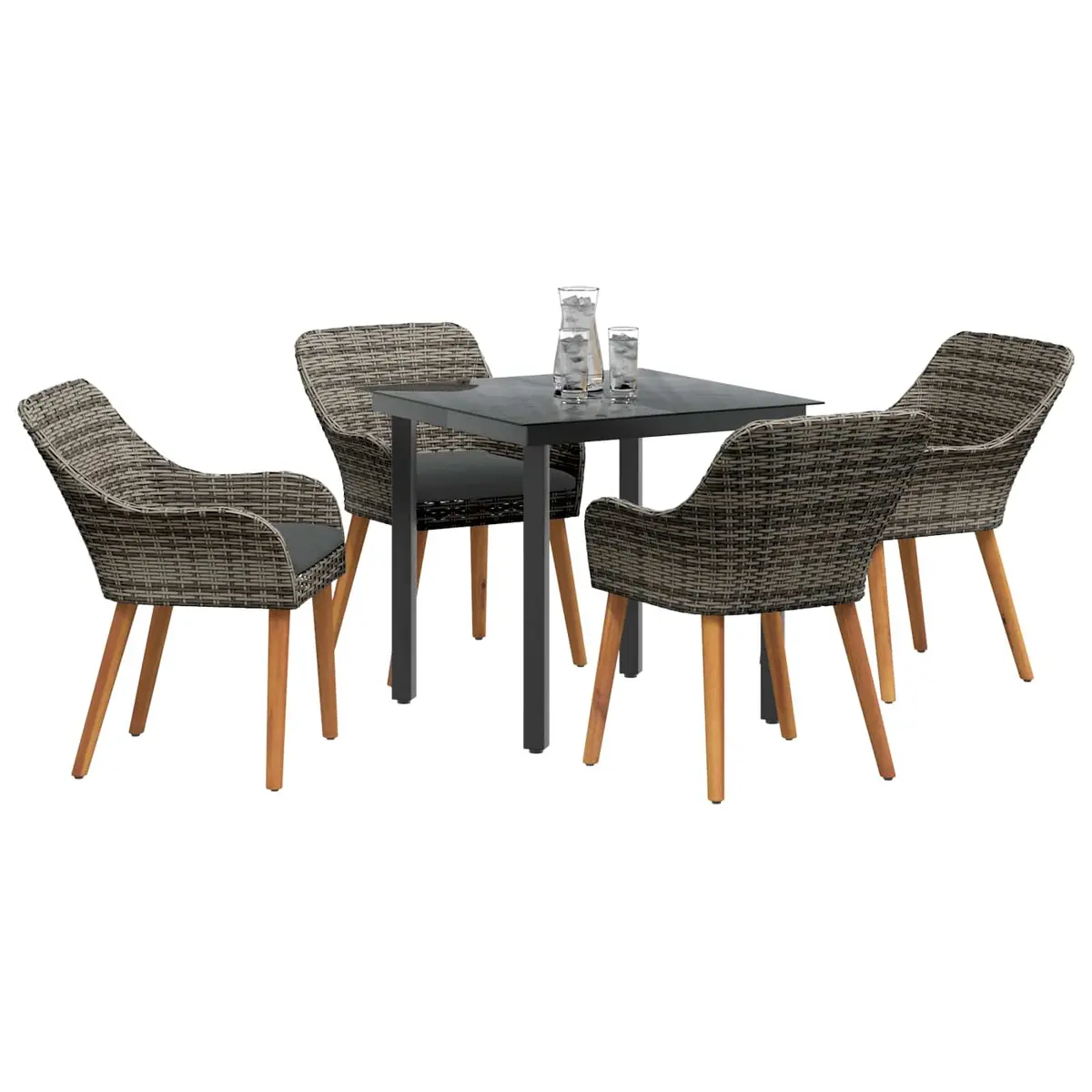 Garden Dining Set 5 Pieces Outdoor Patio Furniture Grey