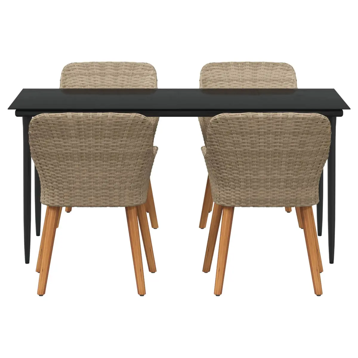 Garden Dining Set 5 Pieces Outdoor Furniture Patio Table Chairs Cushions Beige