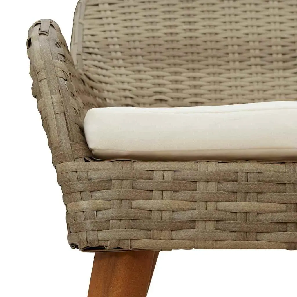 Outdoor Garden Dining Set 5 Piece Beige Poly Rattan Patio Furniture with