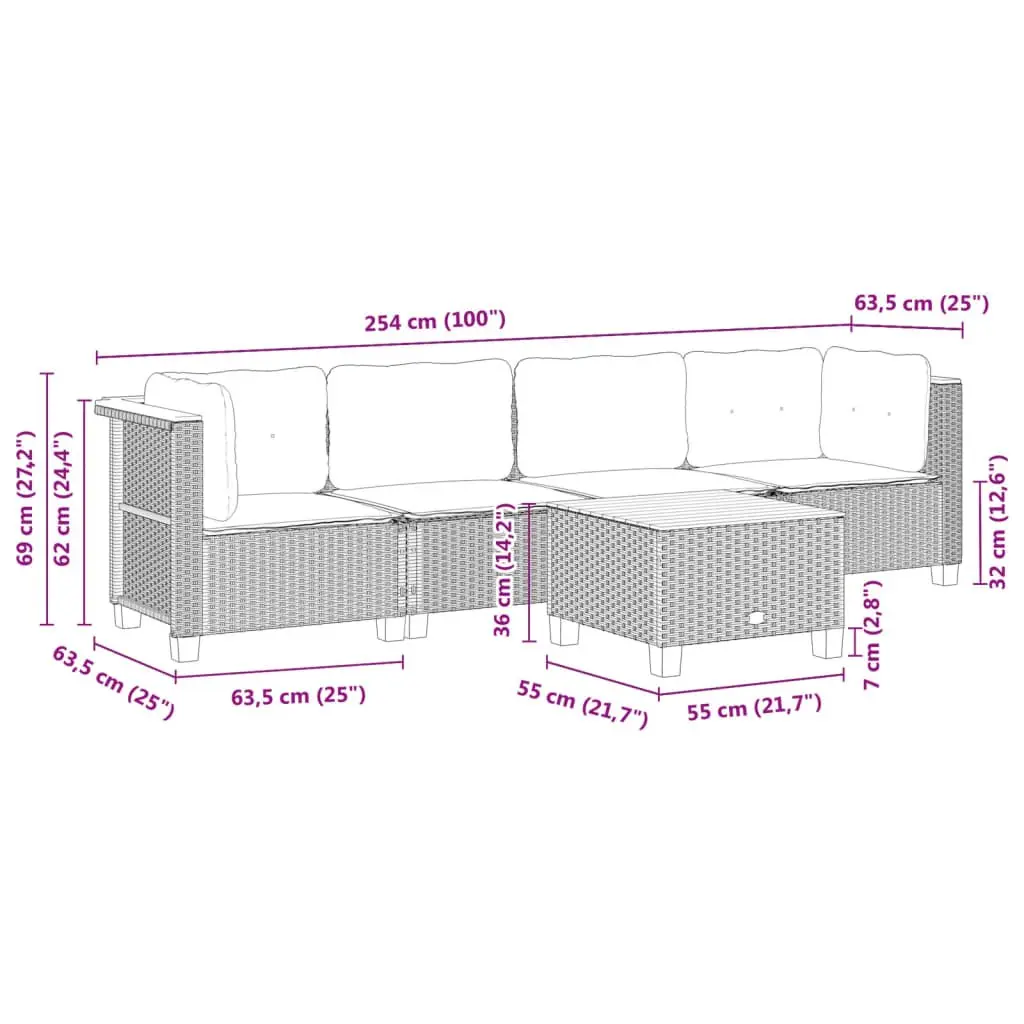 5-Piece Garden Sofa Set for Outdoor Fun