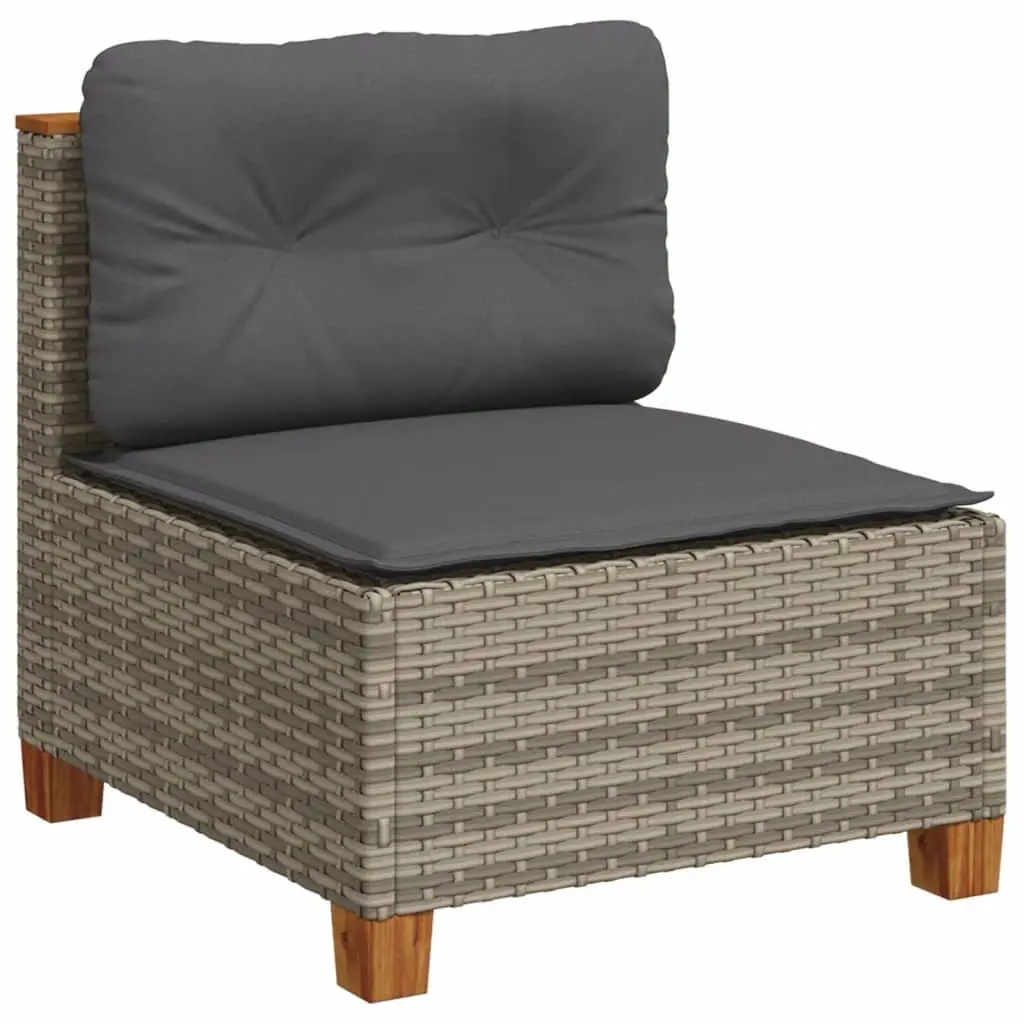 5 Piece Garden Sofa Set with Cushions Grey Outdoor Furniture Patio Rattan