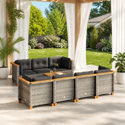 8 Piece Garden Sofa Set with Cushions Grey Outdoor Patio Furniture Modular