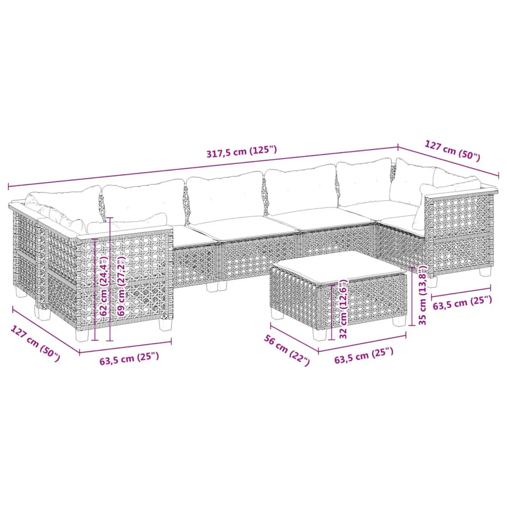 Outdoor Seating with 8-Piece Sofa Set