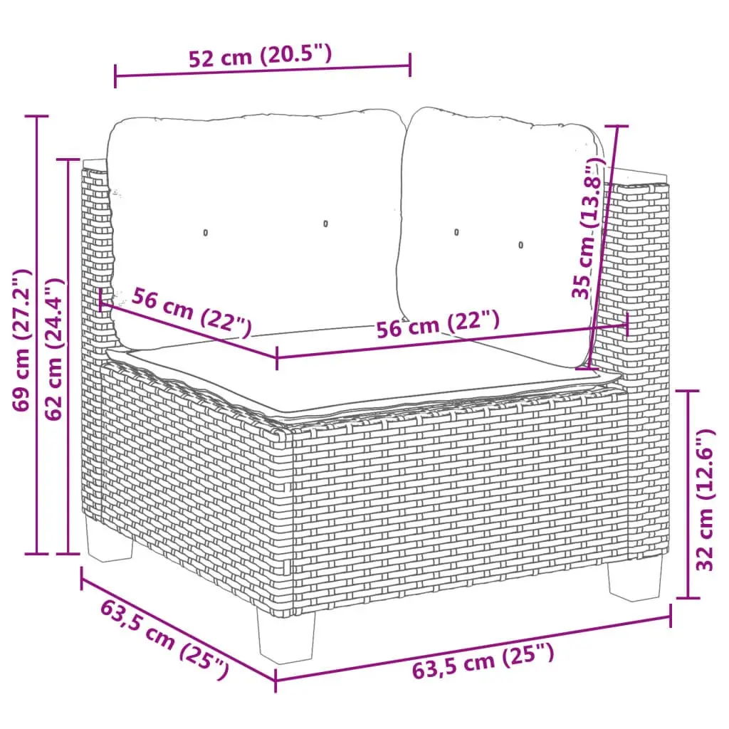 4-Piece Outdoor Sofa Set with Grey Cushions