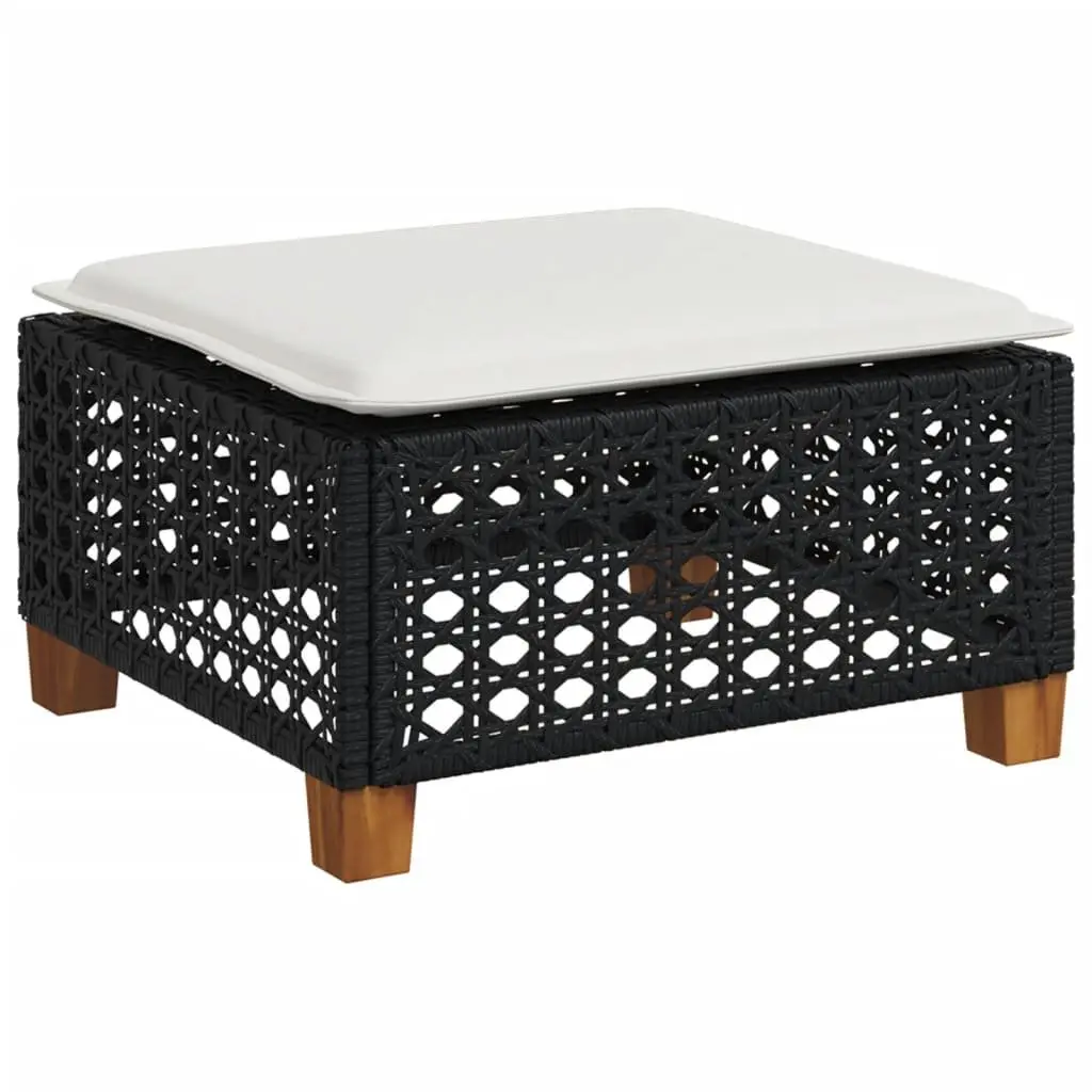 Garden Sofa Set 4 Piece Outdoor Furniture Black Poly Rattan with Cushions