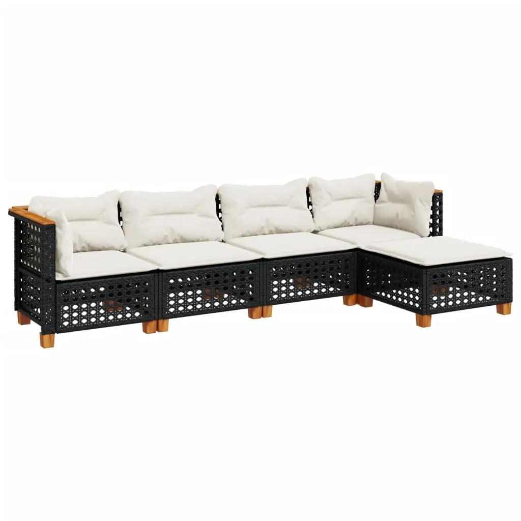 Garden Sofa Set 5 Piece Outdoor Furniture with Cushions Black Patio Lounger
