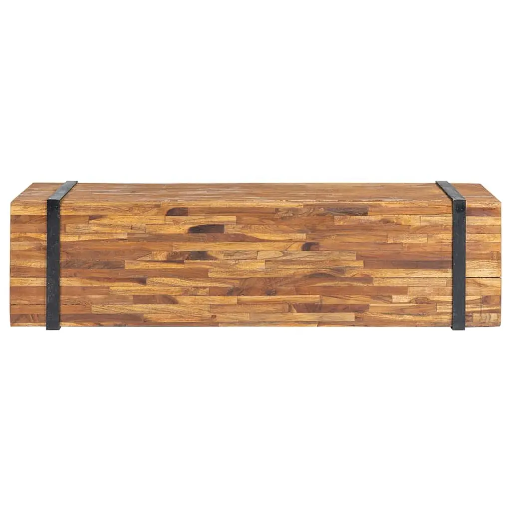 TV Stand 110x30x32.5cm Solid Teak Wood Industrial Style Living Room Storage Unit