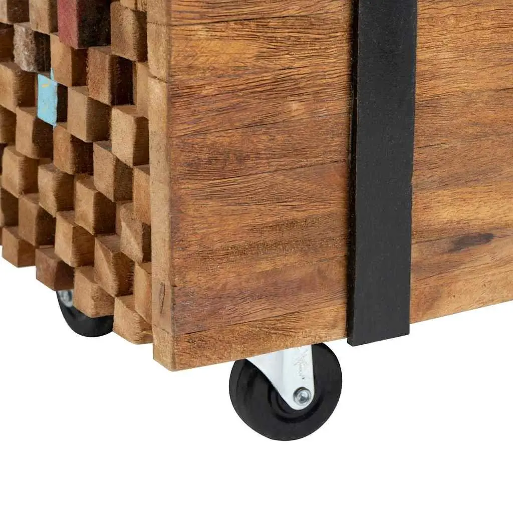TV Stand 110x30x32.5cm Solid Teak Wood Industrial Style Living Room Storage Unit