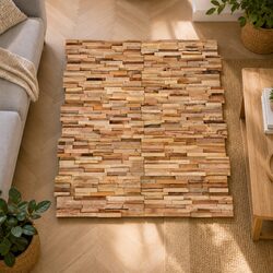 3D Wall Cladding Panels 10 pcs 1.08 m² Solid Teak Wood Decorative Wall Finishing