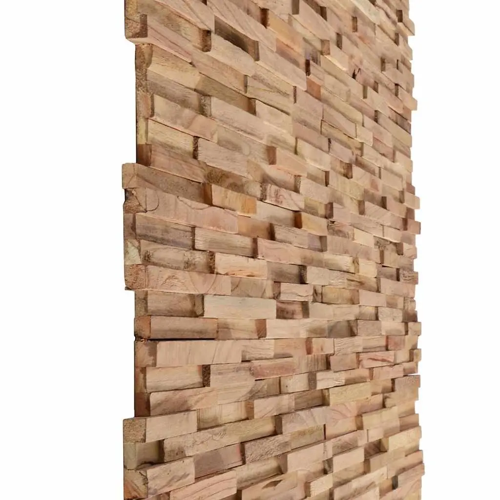 3D Wall Cladding Panels Rustic Solid Teak Wood 10 Piece