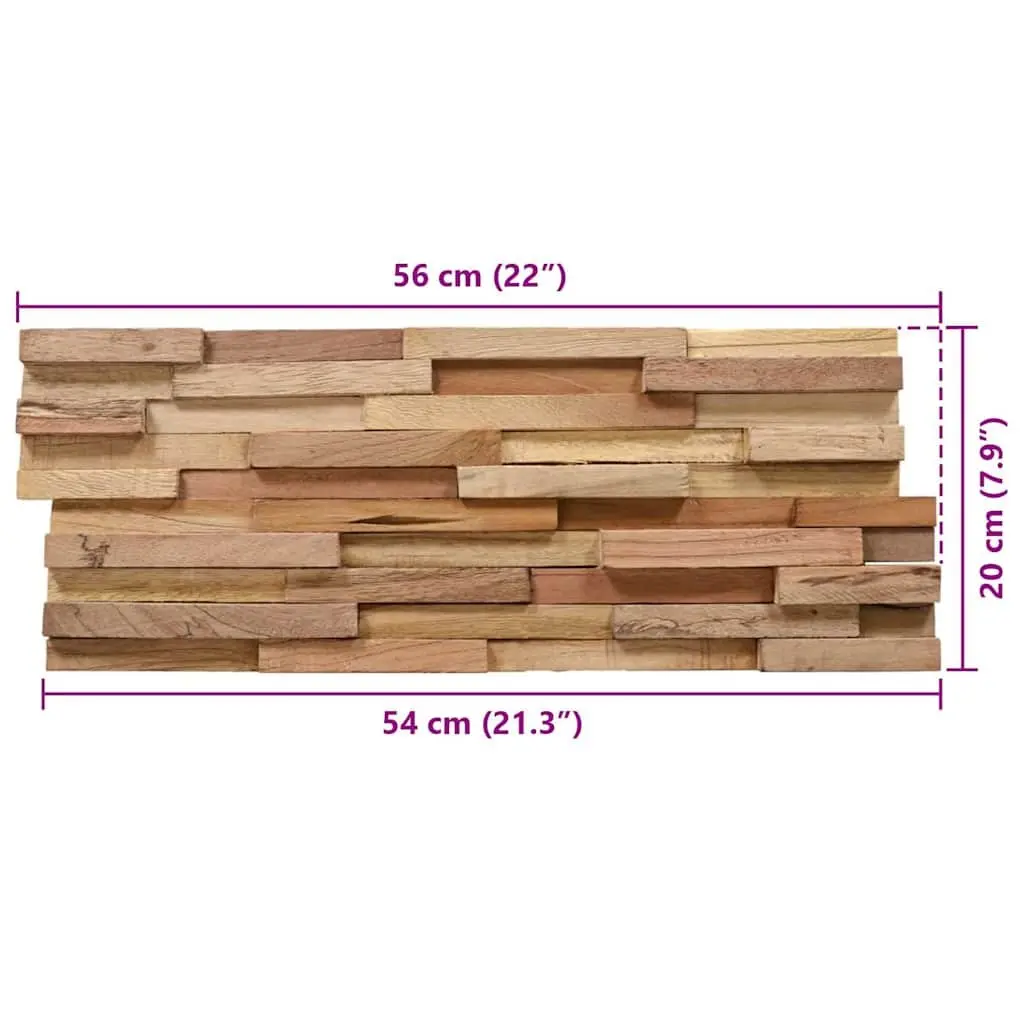 3D Wall Cladding Panels Rustic Solid Teak Wood 10 Piece