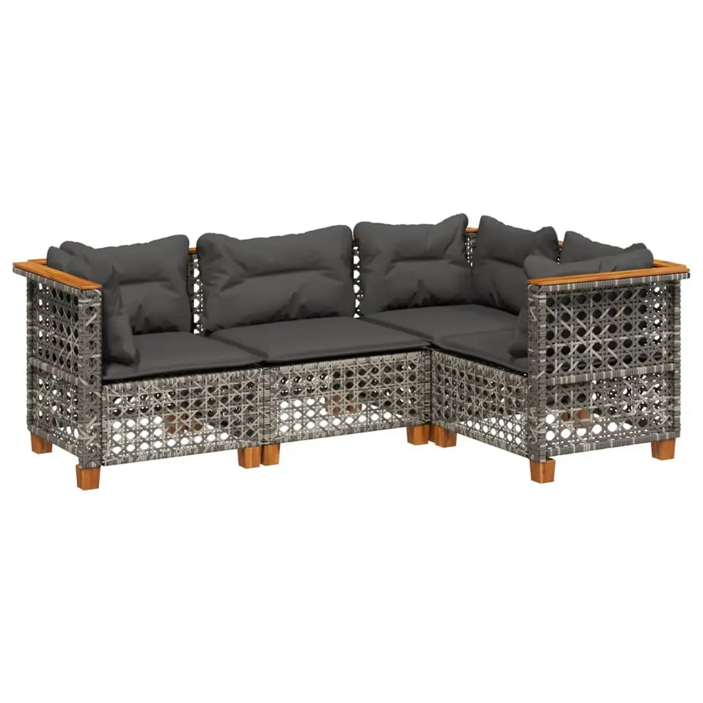 Garden Sofa Set 4 Piece Outdoor Furniture Grey Patio Lounge Rattan Cushions