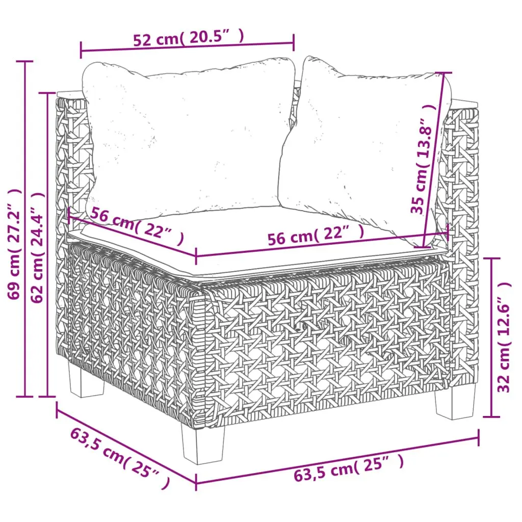 5 Piece Garden Sofa Set Outdoor Furniture Black Poly Rattan Cushions Patio