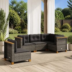 Garden Sofa Set 5 Piece Outdoor Furniture Patio Lounge Suite Grey Cushions