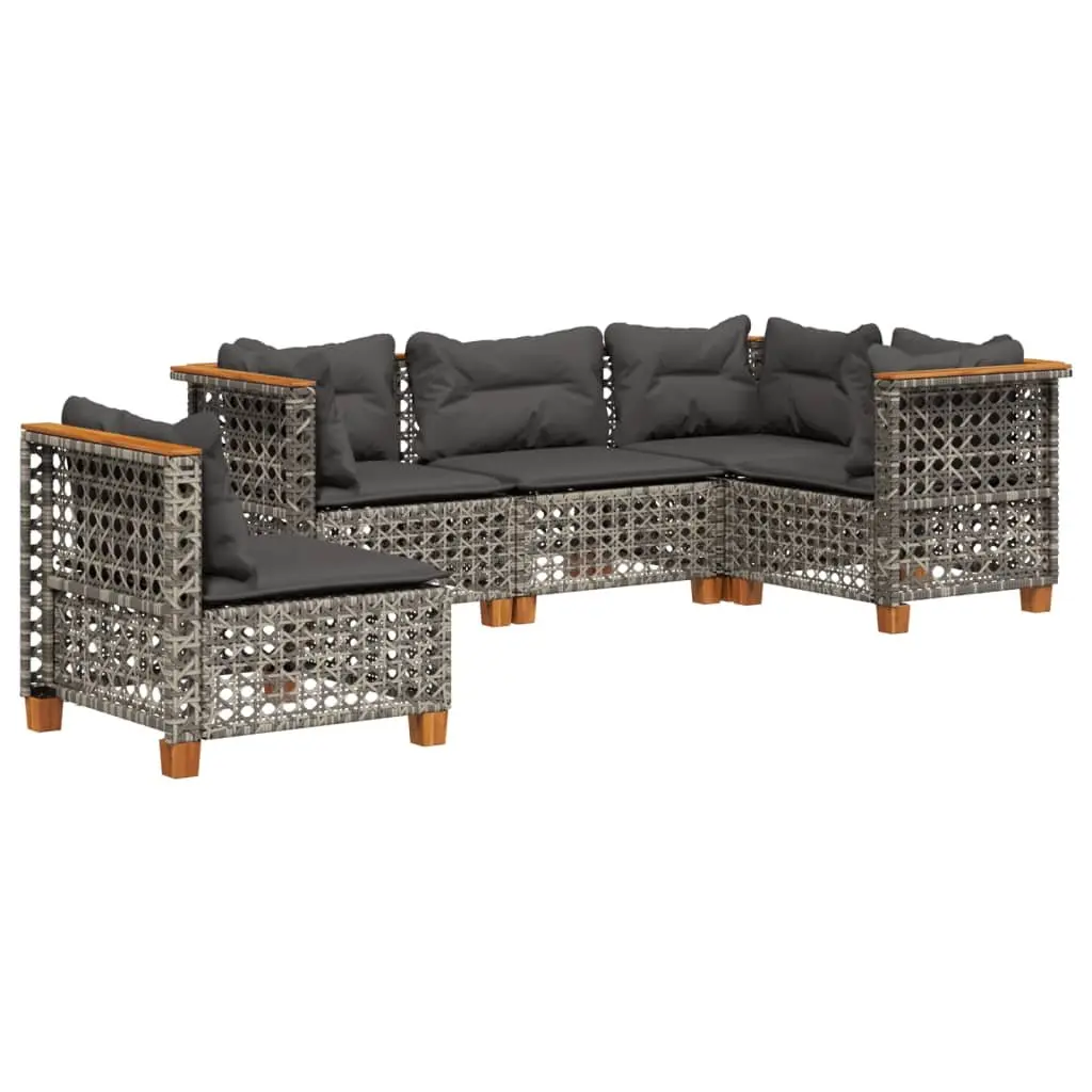 Garden Sofa Set 5 Piece Outdoor Furniture Patio Lounge Modular Grey Cushions