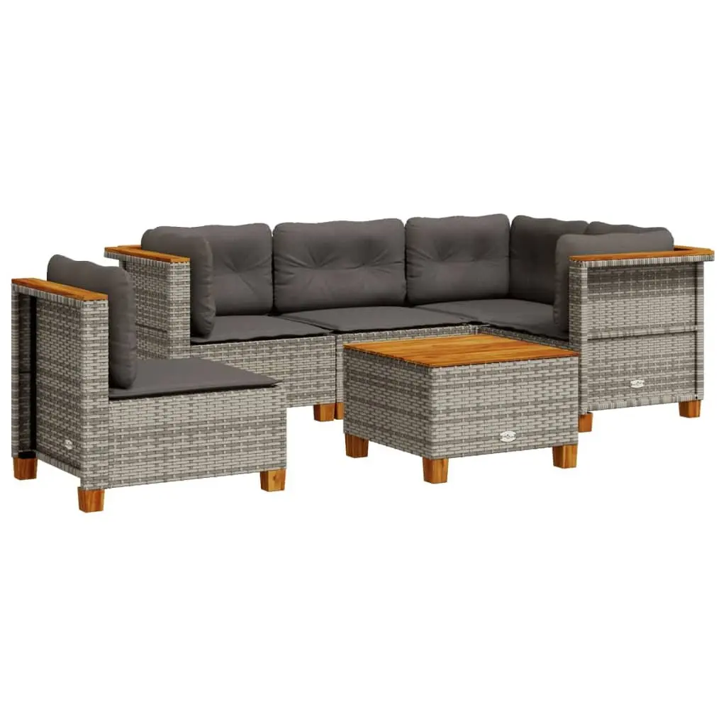 Garden Sofa Set Modular Grey PE Rattan 6 Piece Outdoor Furniture