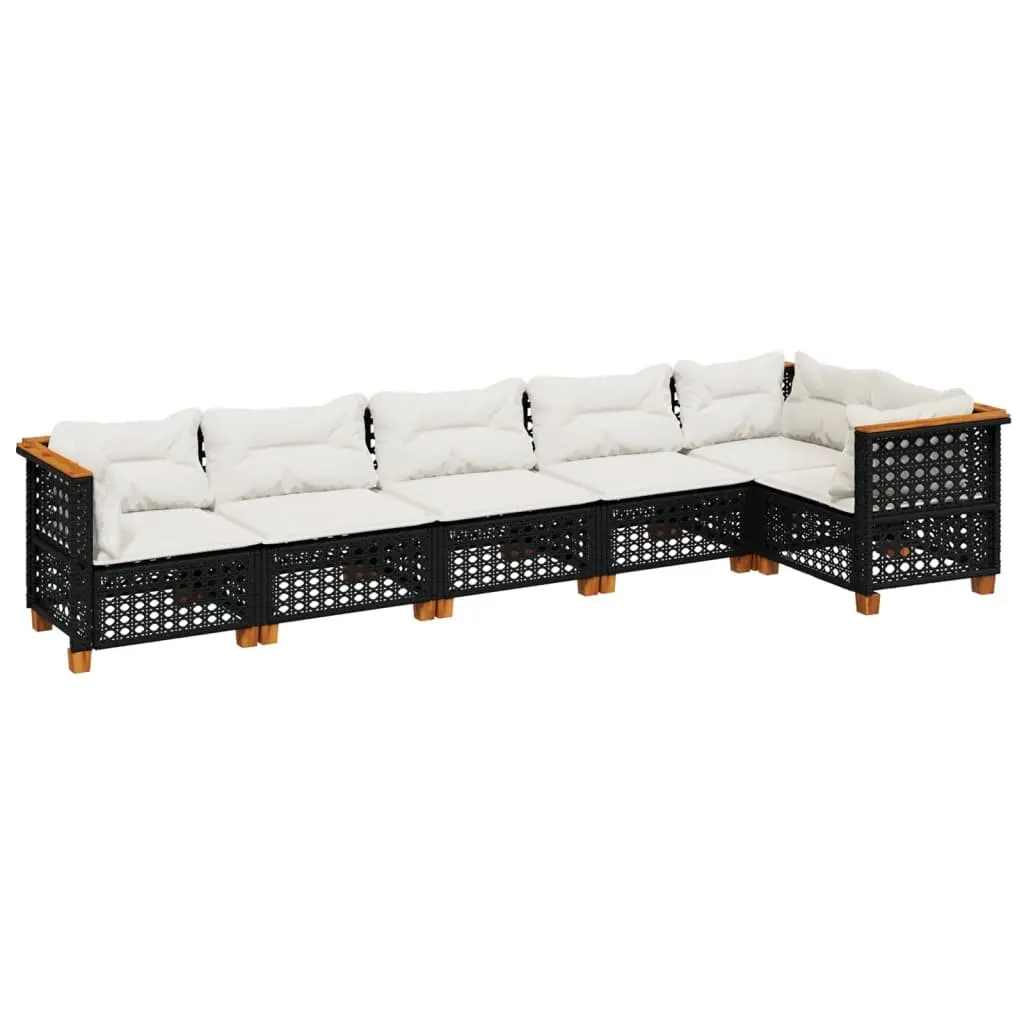 Garden Sofa Set 6 Piece Outdoor Furniture Patio Black Rattan with Cushions