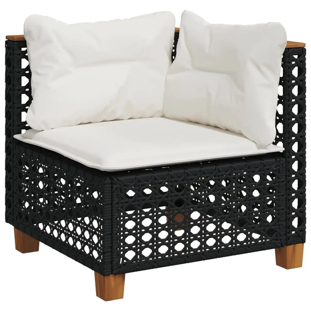 Garden Sofa Set 6 Piece Outdoor Furniture Patio Black Rattan with Cushions