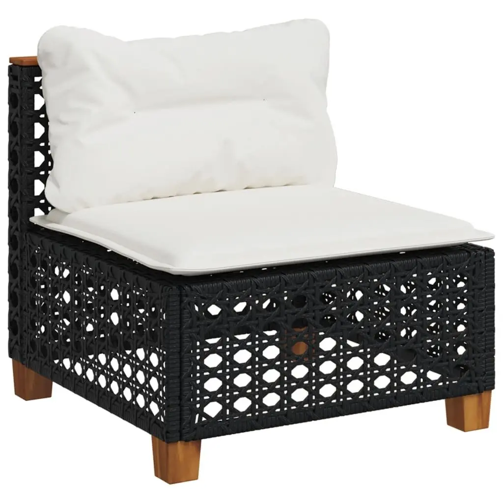 Garden Sofa Set 6 Piece Outdoor Furniture Patio Black Rattan with Cushions