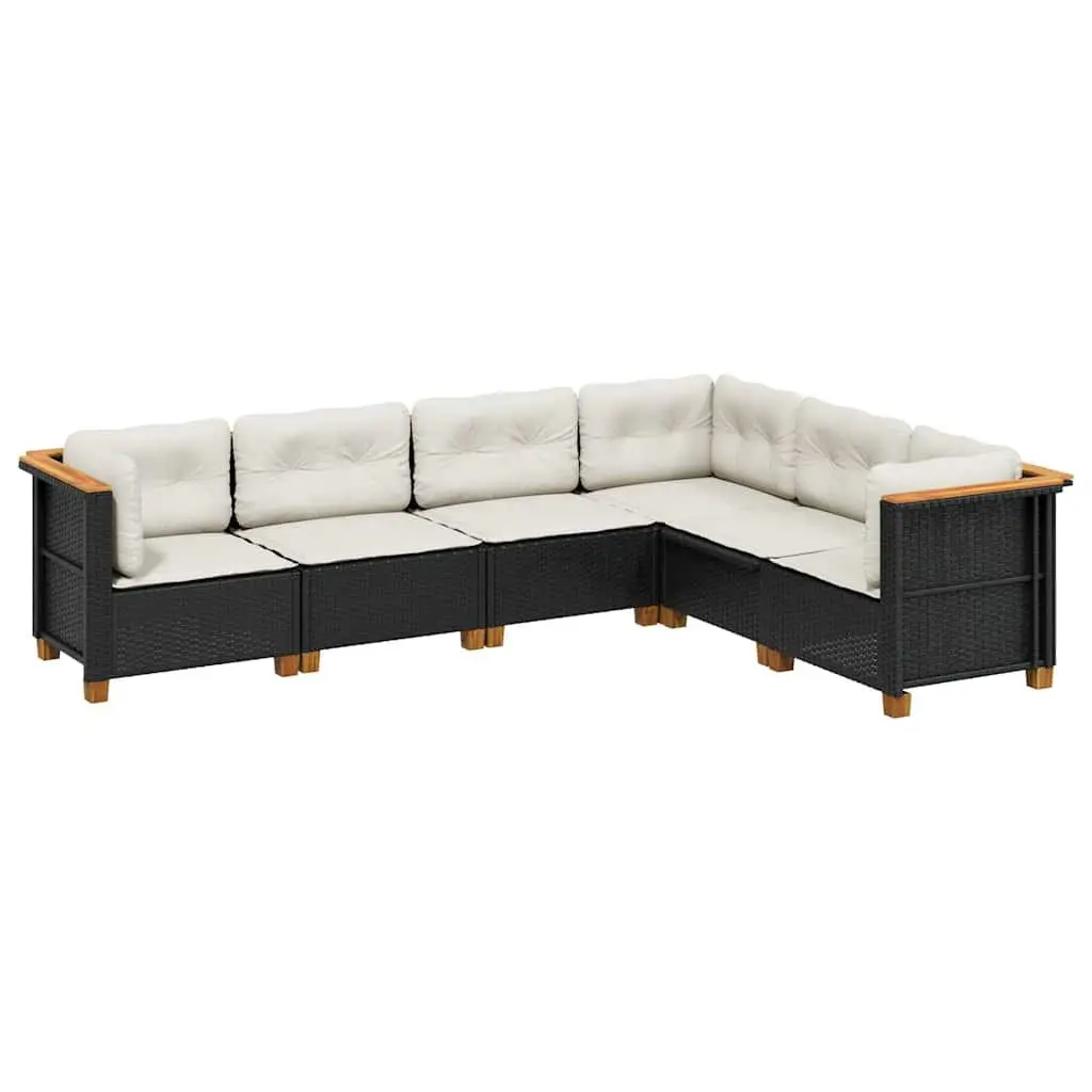 Garden Sofa Set 6 Piece Outdoor Furniture Patio Seating Black Rattan Cushions