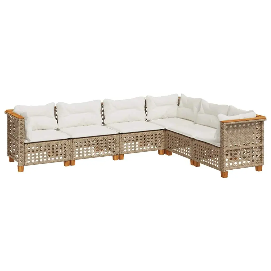 Garden Sofa Set 6 Piece Outdoor Furniture Patio Beige Cushions Modular Lounge