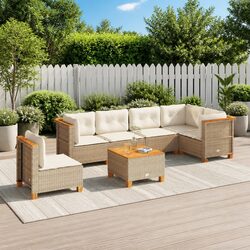 7-Piece Beige Outdoor Sofa Set for Relaxation