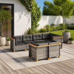 Garden Sofa Set 7 Piece Outdoor Patio Furniture Grey Modular Seating with