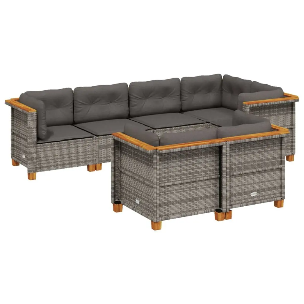 Garden Sofa Set 7 Piece Outdoor Patio Furniture Grey Modular Seating with