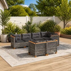 Create Comfort Outdoors with a 7-Piece Grey Sofa Set