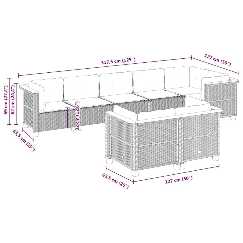 8 Piece Modular Garden Sofa Set