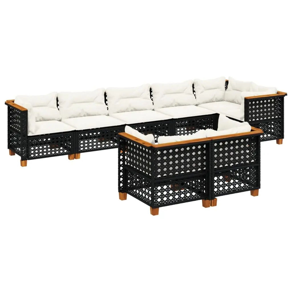 Garden Sofa Set 8 Piece Outdoor Furniture Patio Seating Black with Cushions